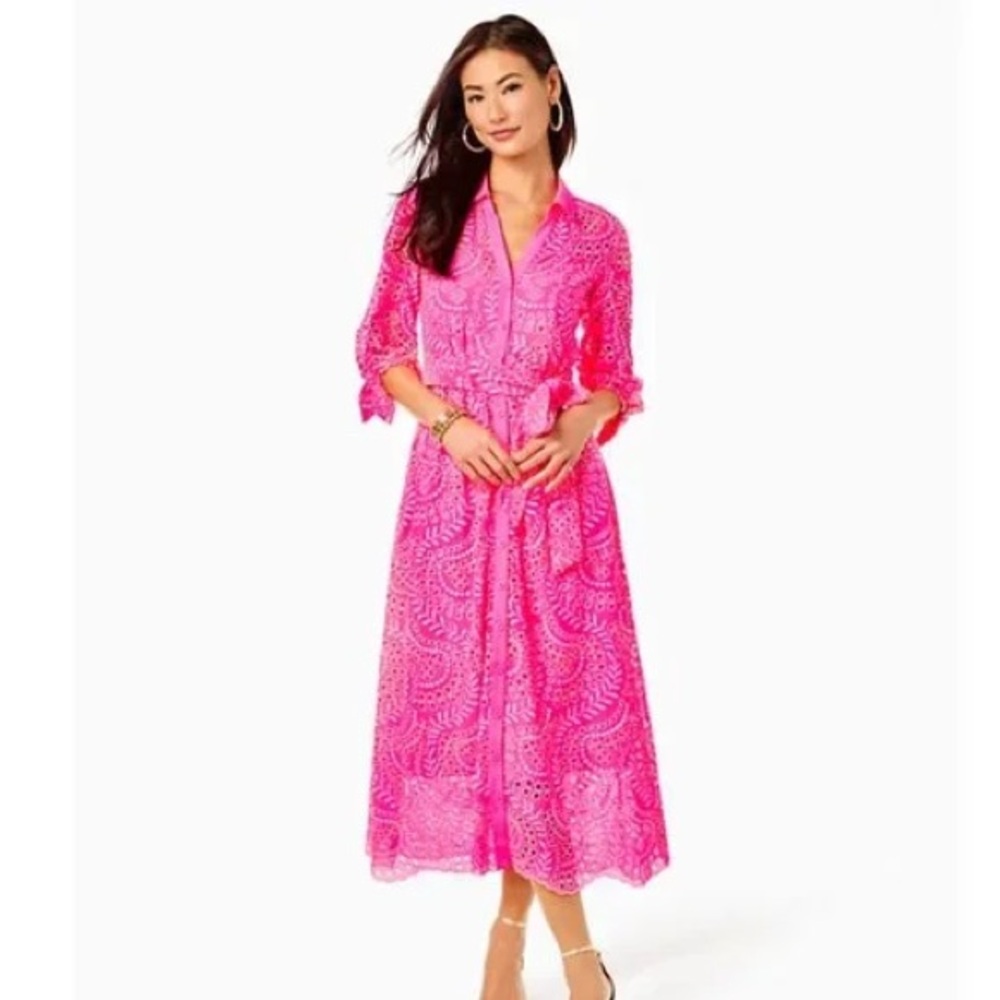 Vibrant Pink Lace Dress